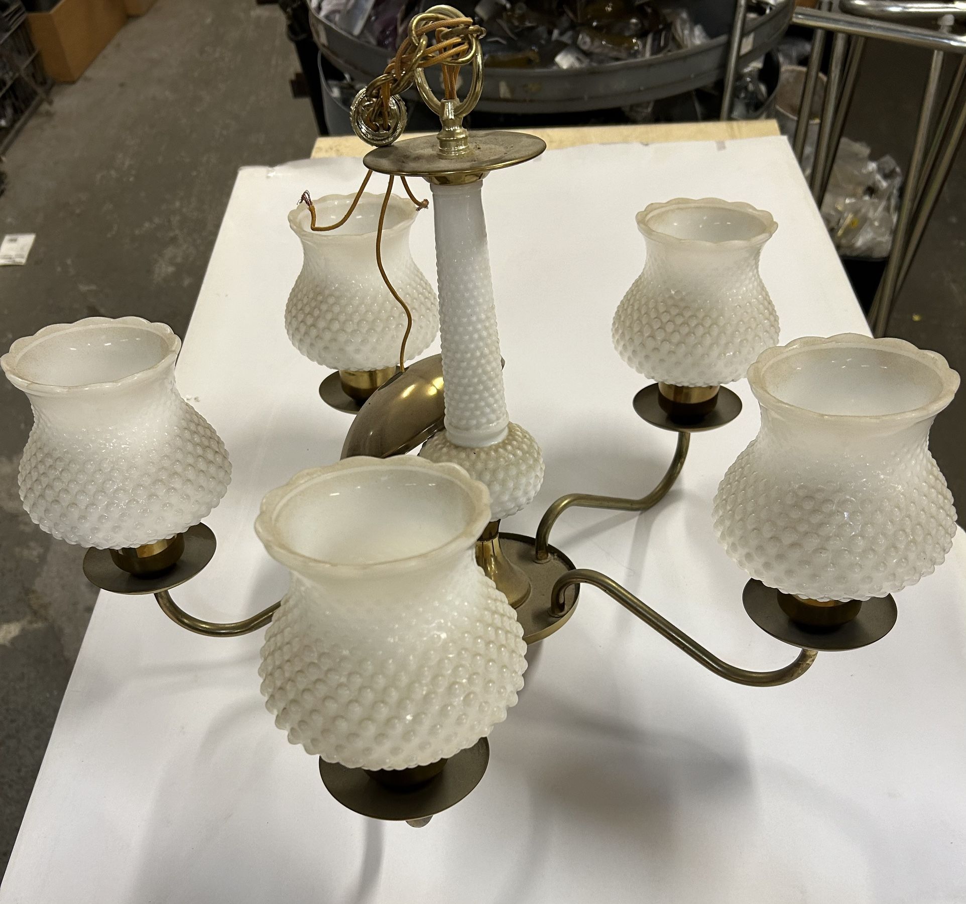 Hobnail Milk Glass Chandelier