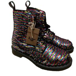 Rainbow sequin store doc martens