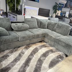 Corduroy Sectional With Drop Down Console Only $799