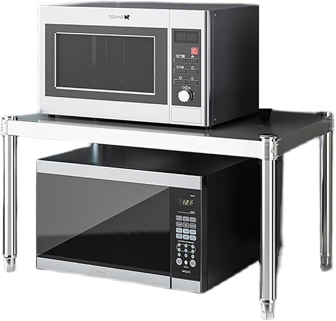 Stainless steel kitchen counter top microwave oven shelf rack, 2 tier,200 lb load bearing, shelf for toaster,(23.6*13.7*15.7inch/60*35*40cm)