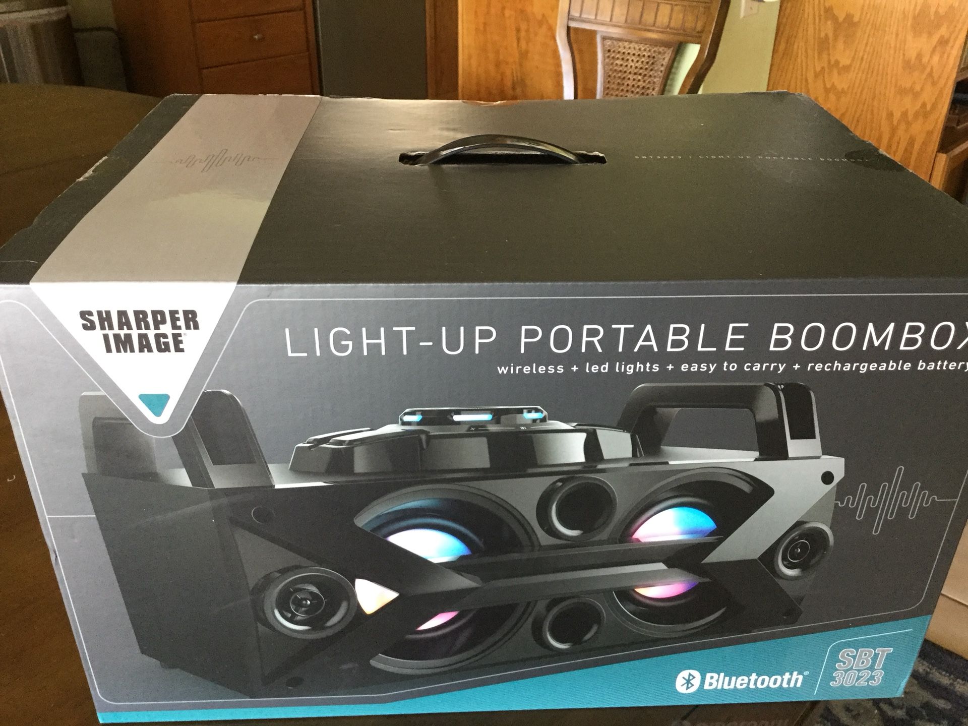 Sharper Image LED Light-Up Portable Boombox with Bluetooth