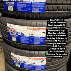 225/60R16 ATLANDER A SET OF FOUR NEW TIRES, INCLUDES MOUNTING AND BALANCING WITH WARRANTY, ASK  ME FOR ANY SIZE OR BRAND, WE HAVE THE BEST PRICES!!