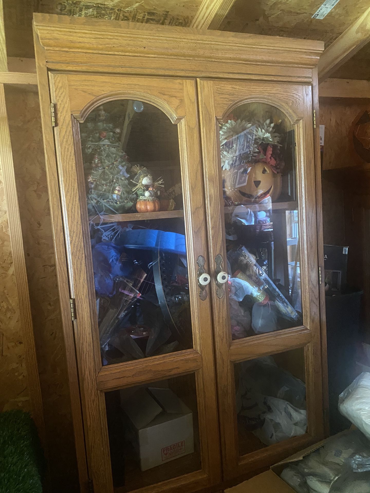 Wooden and glass karaoke cabinet open top and bottom