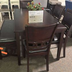 OM• $38 Initial • Brand New Dining Room Set With Chairs And Bench