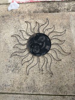 Metal Sun Wall Decor with Yin Yang Center