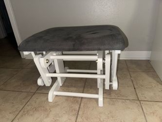 Angel Line Sleigh Gliding Ottoman, White Finish with Gray Cushion
