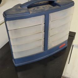 Rubbermaid 10 Bin Small Parts Bits Tools Box Storage Organizer Carrier Tray