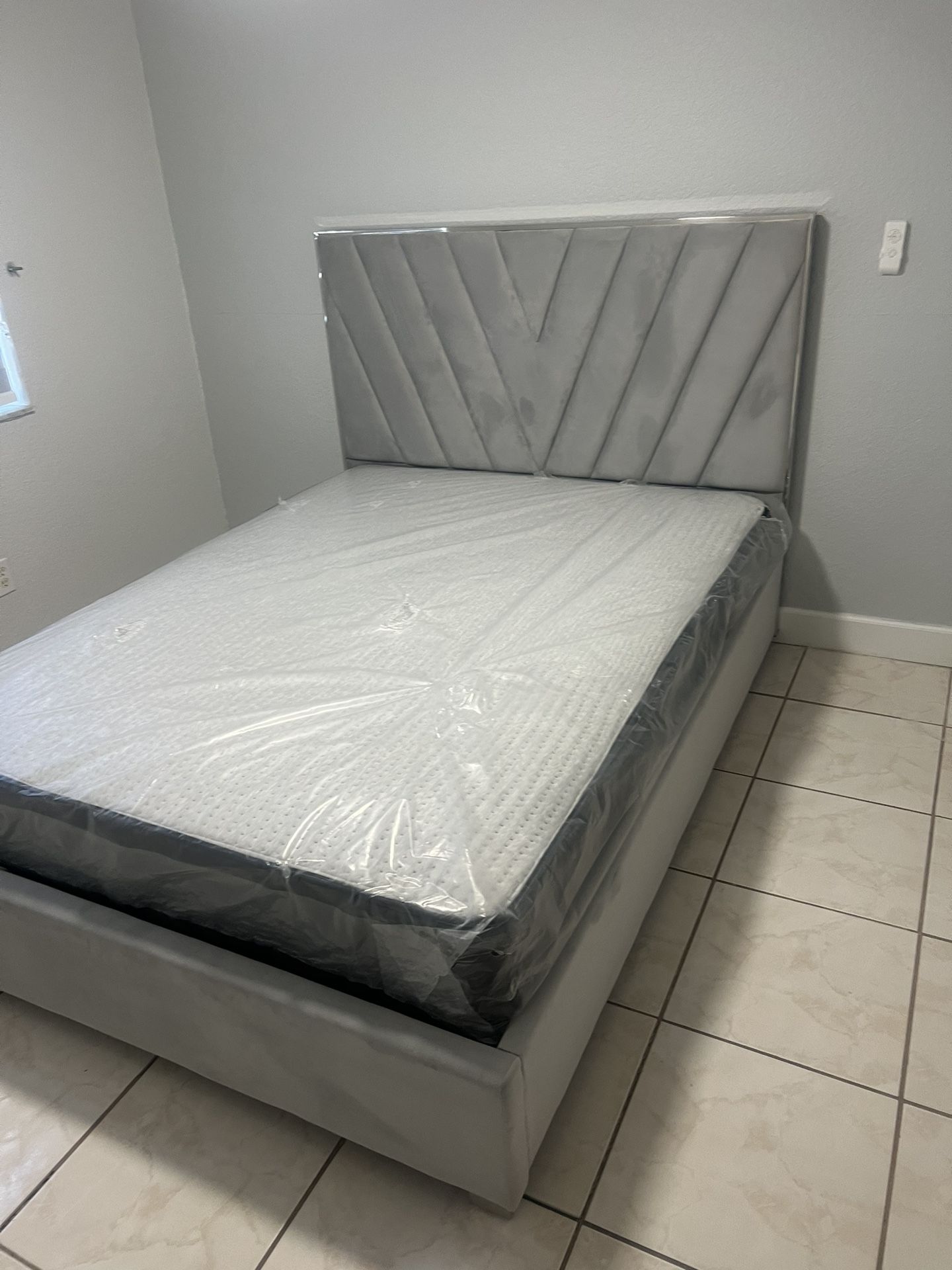 Queen Size Bed Frame With Mattress And All New Furniture...