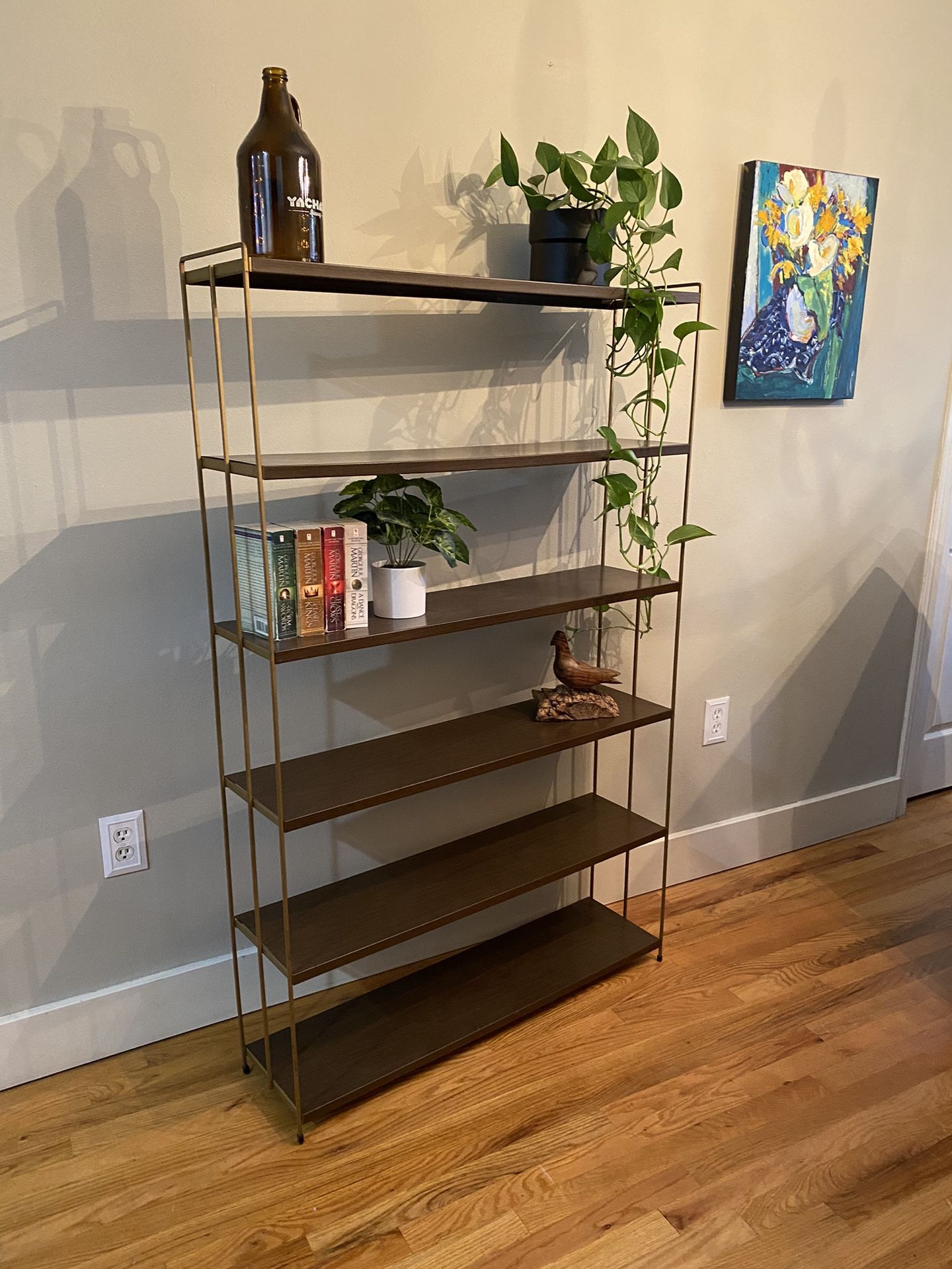 Vintage Mid Century Tall Metal Bookshelf / Bookcase / Room Divider