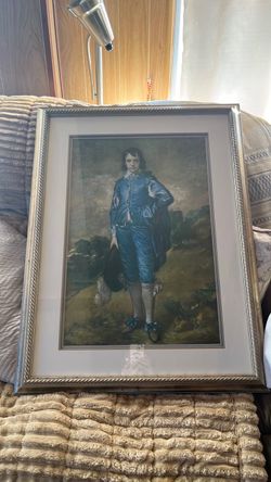 Framed Blue Boy Print with Silver Frame