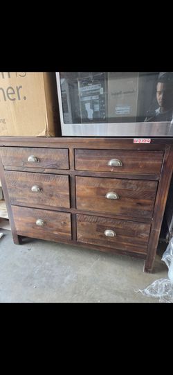 Rustic 6-Drawer Wood Dresser