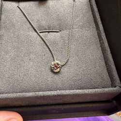 David Yurman Infinity Necklace with pink) Stone