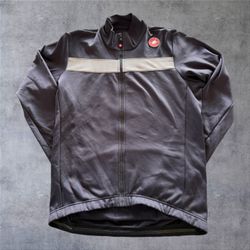 Castelli Mortirolo XL Cycling Jacket Black Thermal Fleece Windstopper Reflective Full Zip