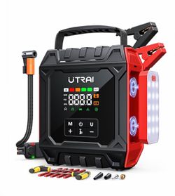 Portable Car Jump Starter, 12V Battery Booster Jumper Cables, USB Charger Power Bank, Air Inflator Compressor Jump Box 8000 Amp Truck SUV Motorcycle