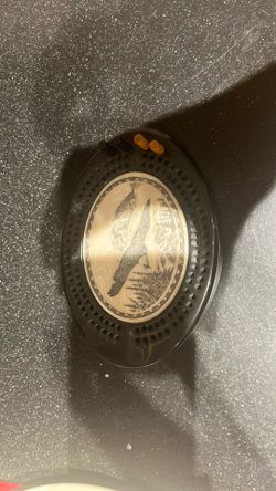 American Bald Eagle Black Oval Cribbage Board Faux Ivory Bone Scrimshaw