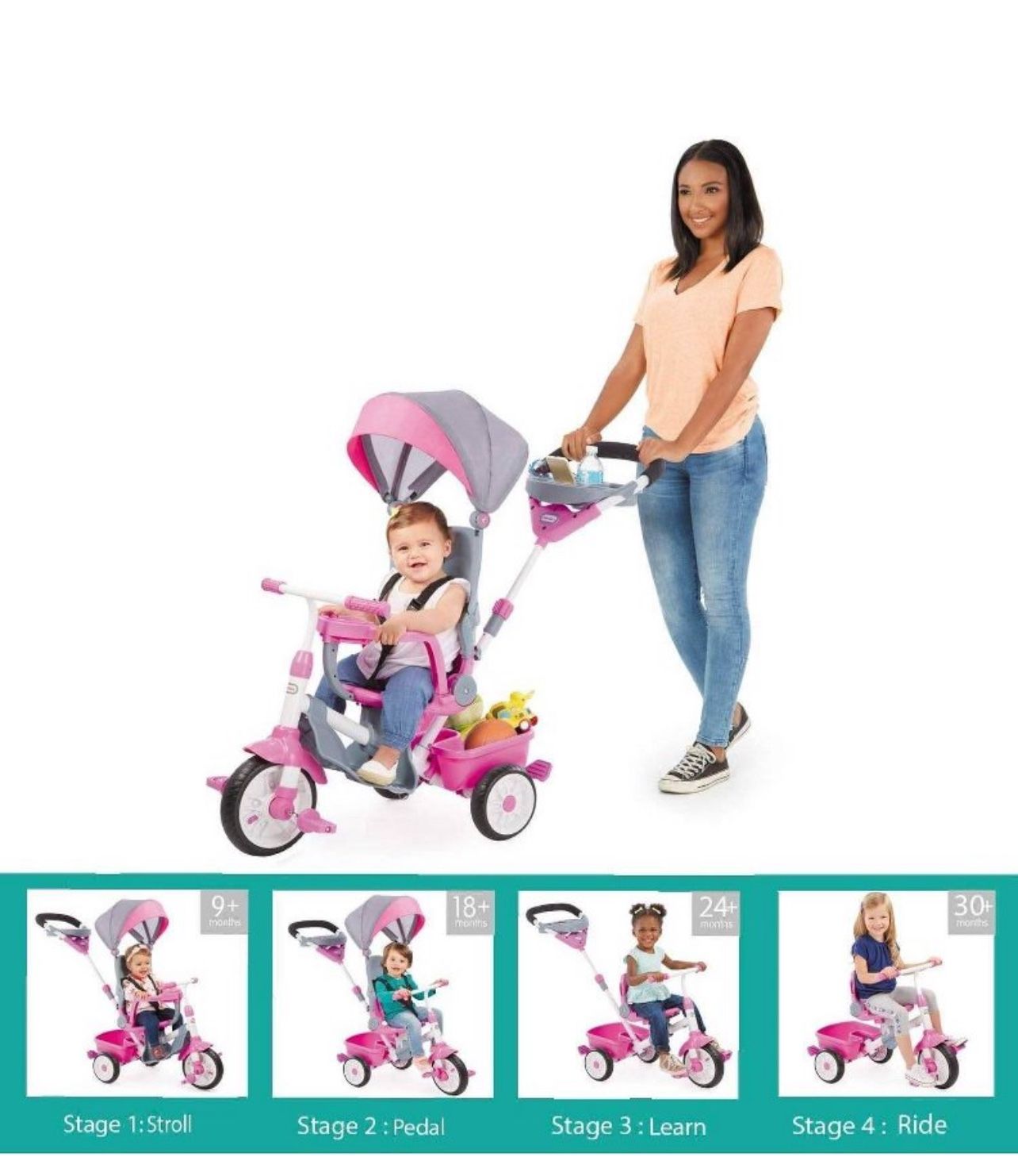 Girls 4 In 1 Growing Tricycle.