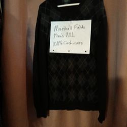 Marshall Fields Cashmere Sweater Black Plaid XXL