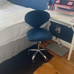 Dark Blue Quilted Computer Desk Chair