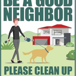 Clean Up After Your Dog Signs 2 Pack 12"x9" with Metal Stake, No Pooping Signs for Yard, Pick Up After Your Dog Signs