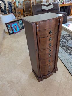 Elegant Wooden Standing Jewelry Armoire – Brand New!