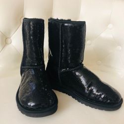 Ugg Australia Classic Short Black Sparkle Boots 

