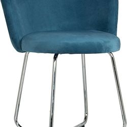 Hillsdale Marisol Scoop Back Metal Vanity Stool, Blue

