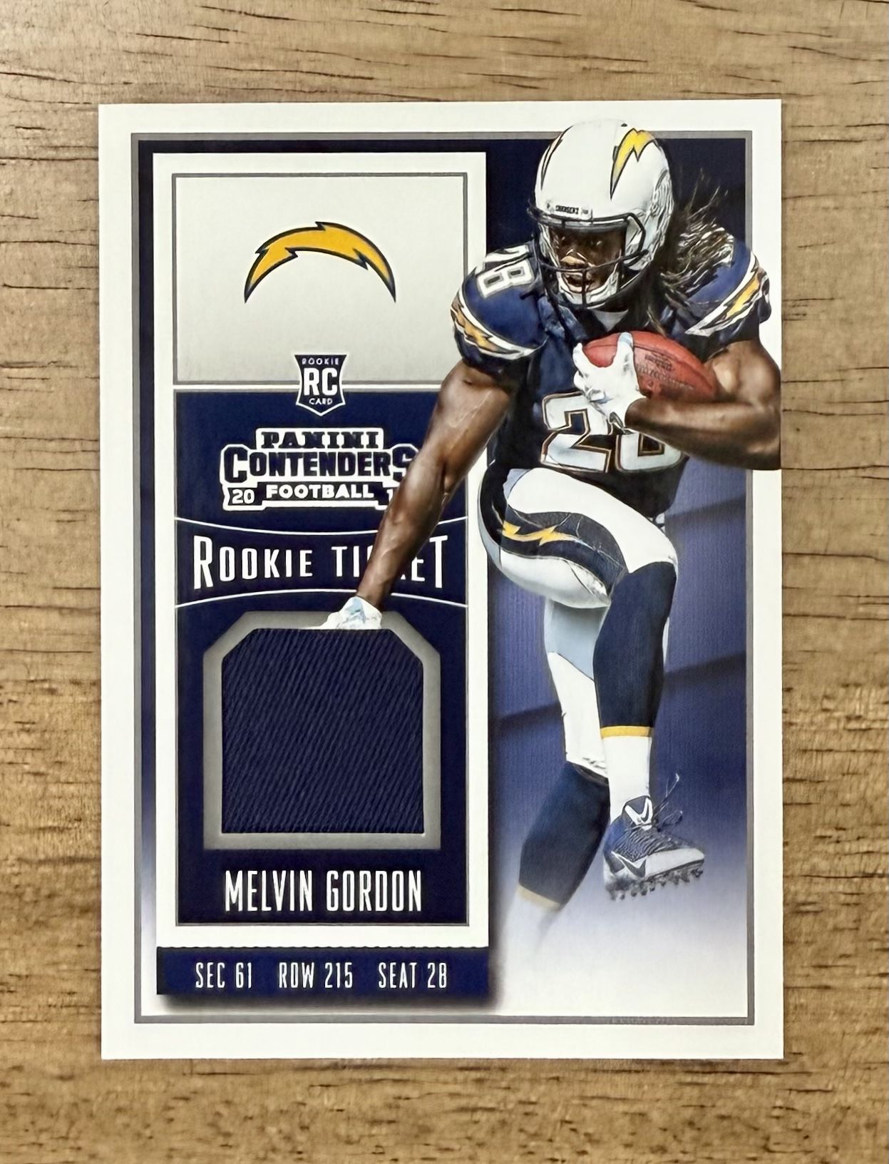 2015 Panini Contenders MELVIN GORDON Rookie Ticket Patch RC # RTS-MG Chargers