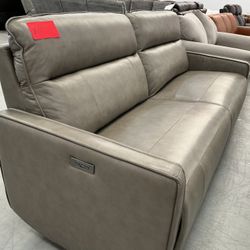 Leather Power Recliner Loveseat 