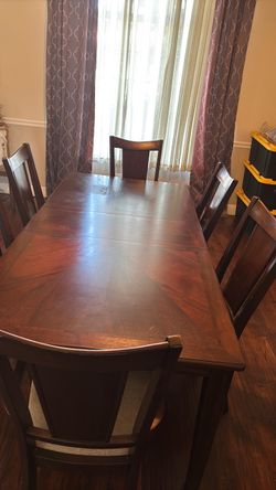 Dark Wood Dining Table with 6 Chairs
