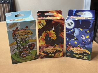 Lot 3 Upper Deck Neopets Battledome Meridell Starry Acara Fire Uni Starter Deck
