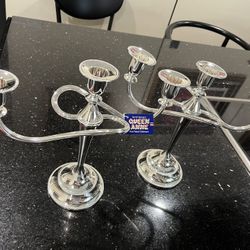 Candle holders Silver plated New holds 3 candles on each approx H10”W11”