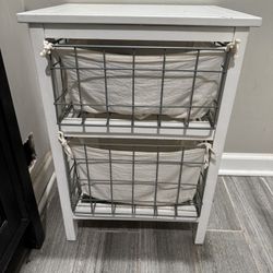 Small white bathroom drawers