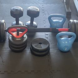 Selling a complete home gym set — used but in great condition. Perfect for home or garage workouts.