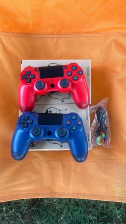 PS4-Style Wireless Controllers Red and Blue Pair