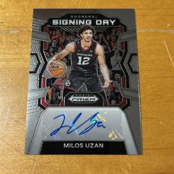 Milos Uzan 2024 Panini Prizm Draft Picks Signing Day Auto Card