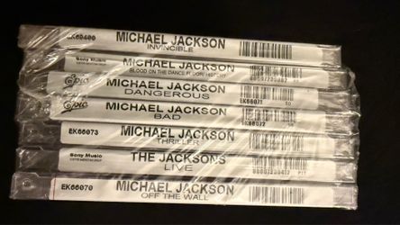 Complete set features a Special Edition collection of sealed Michael Jackson CDs, including albums Invincible, Dangerous, Bad, Thriller, and Off The W