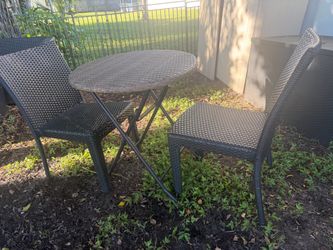 Outdoor Wicker Bistro Table & Chairs Set