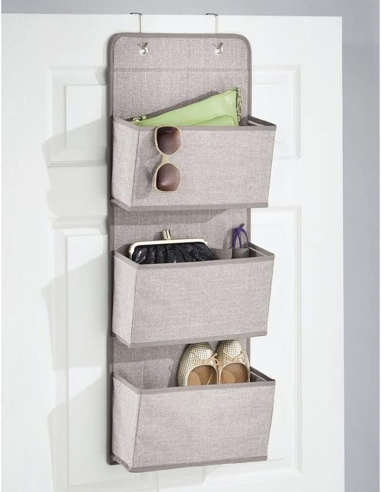 mDesign (2-Pack) Soft Fabric Over The Door Hanging Storage Organizer