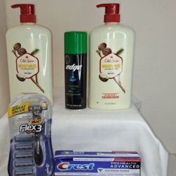 Old Spice Bodywash 25 Oz, Bic Razors, Edge Shave Gel  & Crest