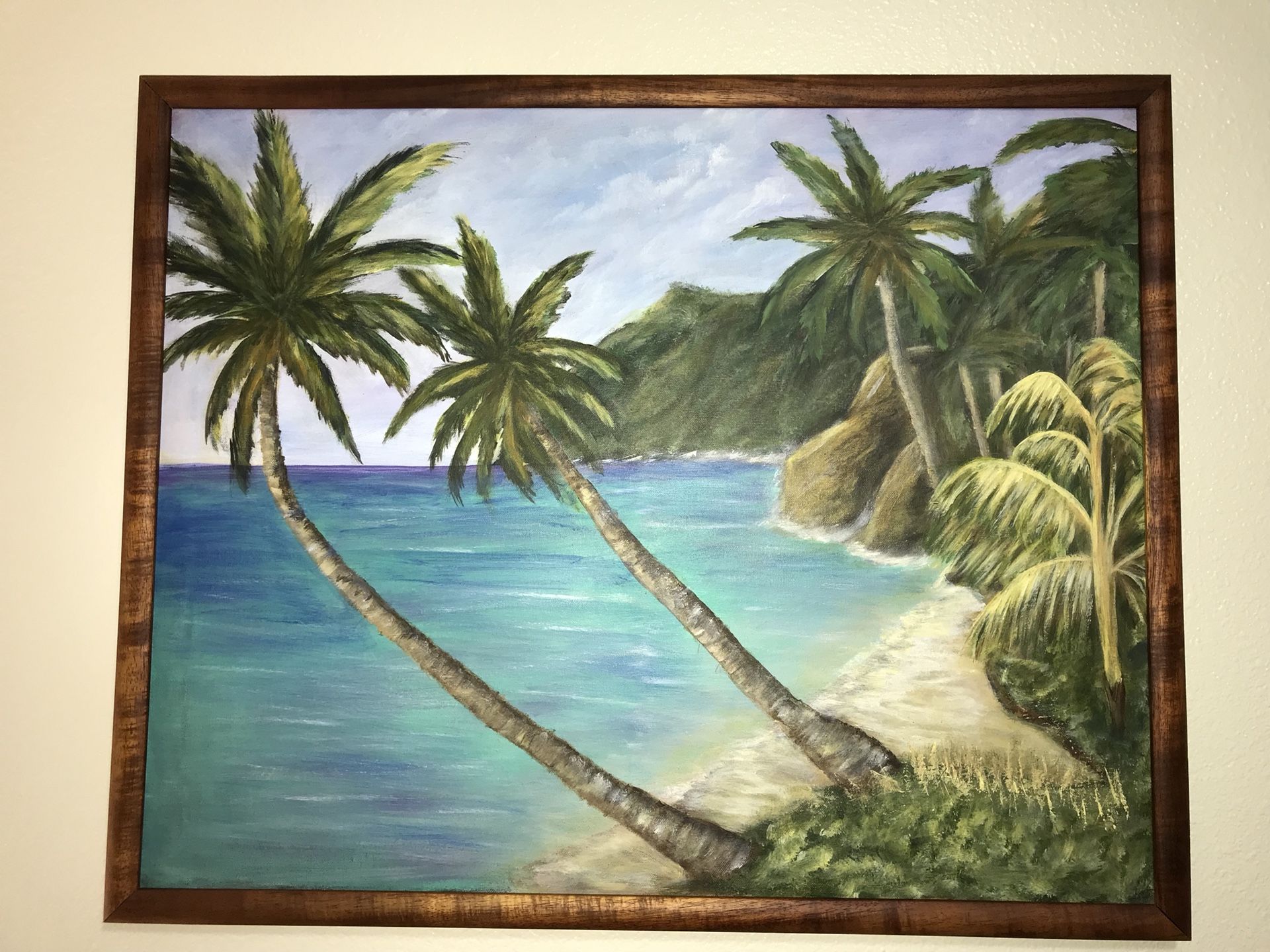 Original oil painting ....Koa Wood Frame ...Hawaii