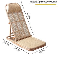 Kelendle 4-Gear Adjustable Folding Rattan Floor Chair