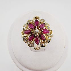 14k gold diamond & ruby ring