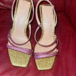 Zara Glitter Strappy Heels 6/6.5