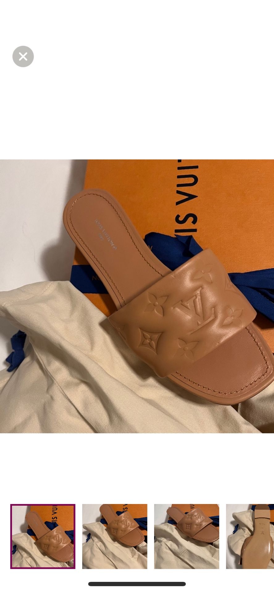 Cream Louis Vuitton slides
