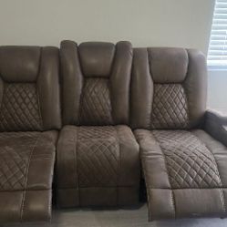 Beautiful  Rustic Brown Sofa, Loveseat & Recliner 