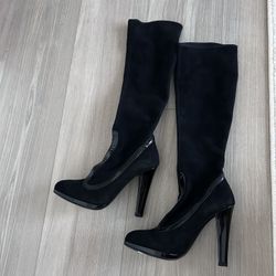Bruno Magli Knee High Black Suede High Heel Boots Size 35