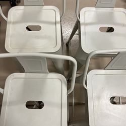 4 White Metal stools