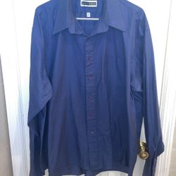 NWOT John Weitz blue long sleeve button down dress shirt size 34/35 18.5 neck
