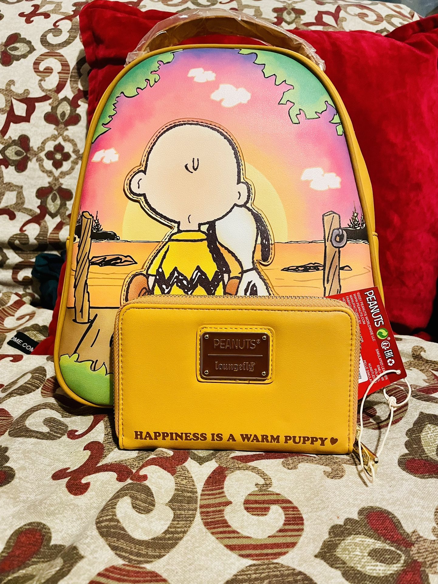Loungefly Peanuts Snoopy & Charlie Brown Sunset Mini Backpack & Wallet