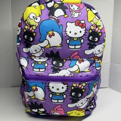 Sanrio Hello Kitty Allover Backpack 16" My Melody Kuromi Keroppi Tuxedo Sam Bookbag